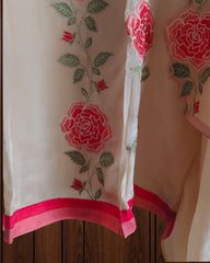 Designer Crepe Embroidered Suit with Scalloped Dupatta