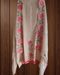 Designer Crepe Embroidered Suit with Scalloped Dupatta