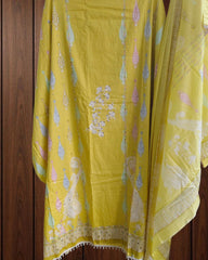 Pure Cotton Printed Suit with Pearls & Sequin Highlighting
