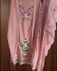 Designer Soft Mul Cotton Unstitched Suit – 3D Embroidery & Crochet Lace