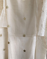 Pure Mul Chanderi Embroidered Un-Stitched Suit with Mukesh Dupatta