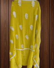 Elegant Organza Embroidered Suit with Pearl Highlights & Chiffon Dupatta