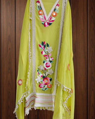 Luxe Organza 3D Embroidered Suit Set with Artistic Chiffon Dupatta