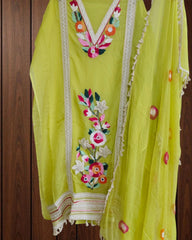 Luxe Organza 3D Embroidered Suit Set with Artistic Chiffon Dupatta