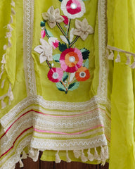 Luxe Organza 3D Embroidered Suit Set with Artistic Chiffon Dupatta