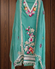 Luxe Organza 3D Embroidered Suit Set with Artistic Chiffon Dupatta