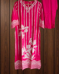 Fully Stitched -  Muslin Digital Print Mirror & Pearl Suit -Stitched for Elegance
