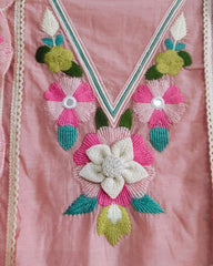Graceful Mul Cotton 3D Embroidered Suit Set With Scalloped Embroidery Dupatta