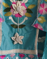 Graceful Mul Cotton 3D Embroidered Suit Set With Scalloped Embroidery Dupatta