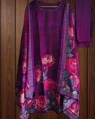 Fully Stitched -  Muslin Digital Print Mirror & Pearl Suit -Stitched for Elegance