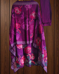 Fully Stitched -  Muslin Digital Print Mirror & Pearl Suit -Stitched for Elegance