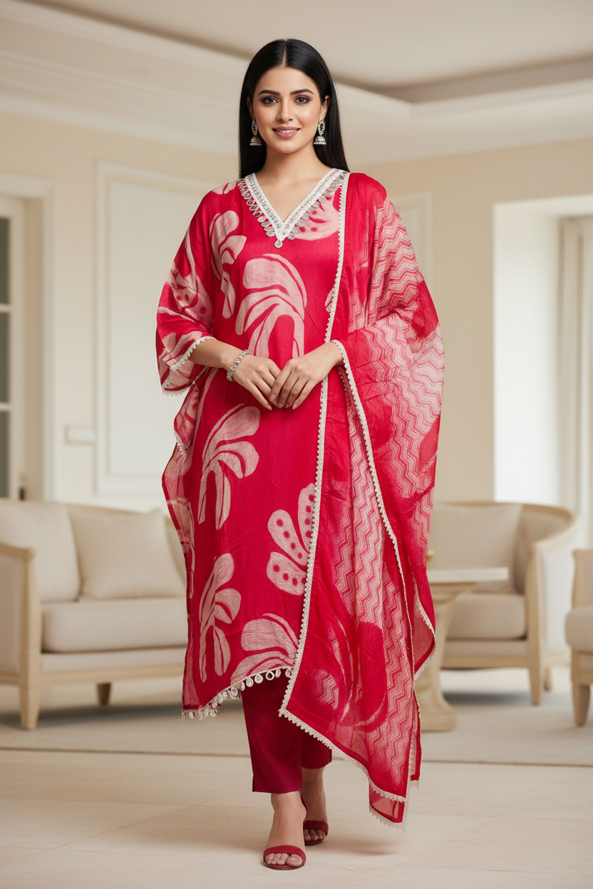 Glass Organza Suit with Real Mirror Work & Crochet Lacing | Semi-Stitched Elegance