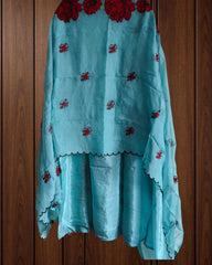 Designer Glass Organza Suit with Embroidery & Patchwork Detailing