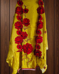 Designer Glass Organza Suit with Embroidery & Patchwork Detailing