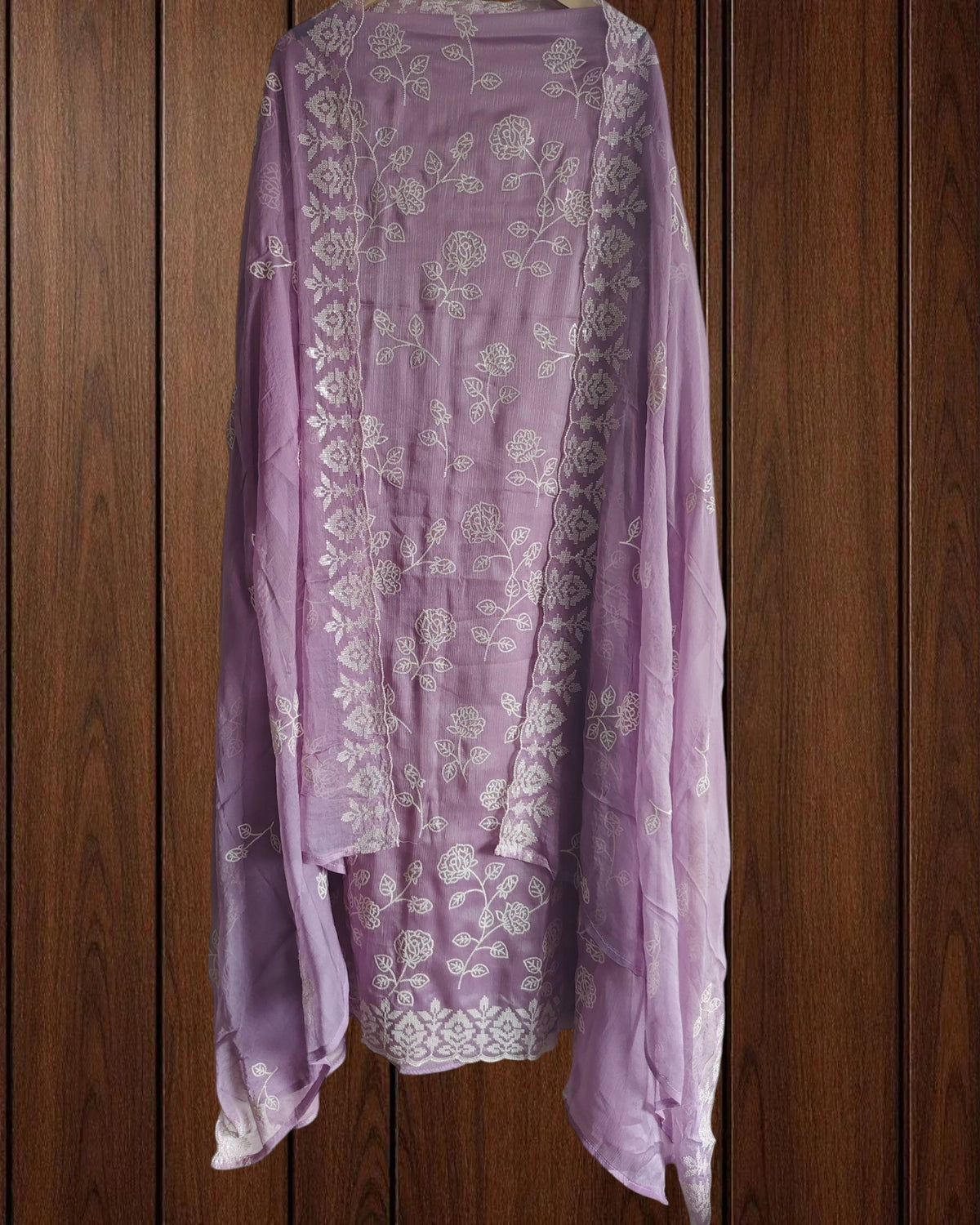 Burberry Luxe Embroidered Suit Set With Pure Chiffon Dupatta