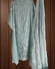 Burberry Luxe Embroidered Suit Set With Pure Chiffon Dupatta