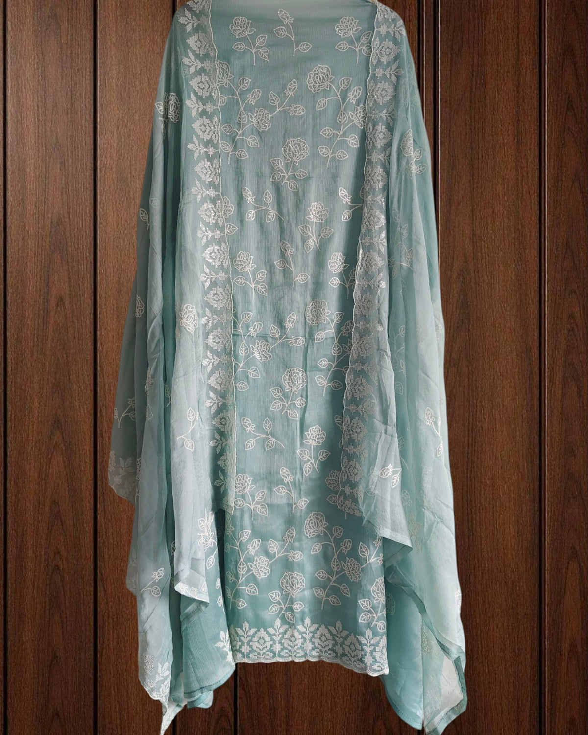 Burberry Luxe Embroidered Suit Set With Pure Chiffon Dupatta