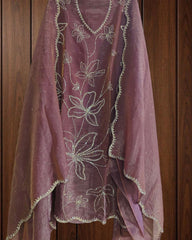 Shimmer Tissue Unstitched Suit Set with All-Over Swarovski Work
