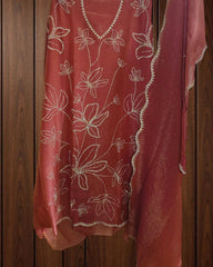 Shimmer Tissue Unstitched Suit Set with All-Over Swarovski Work