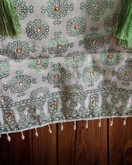 Banarsi Jacquard Weave Unstitched Suit with Shimmer Tissue Dupatta
