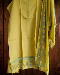 Graceful Modal Suit Set with Organza Embroidery Charm