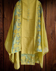 Graceful Modal Suit Set with Organza Embroidery Charm