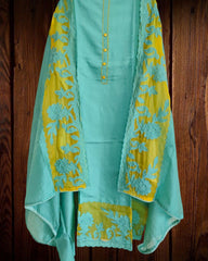 Graceful Modal Suit Set with Organza Embroidery Charm
