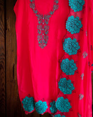 Luxury Organza Suit Set with Scalloped Dupatta & Intricate Detailing