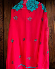 Luxury Organza Suit Set with Scalloped Dupatta & Intricate Detailing