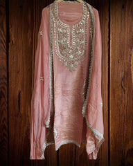 Opulent Elegance Shimmer Tissue Unstitched Suit with Gotta Detailing