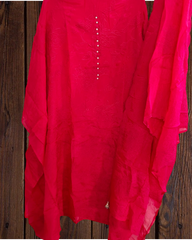 Luxury Upara Silk Embroidered Unstitched Suit Set with Scalloped Dupatta