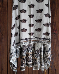 Muslin Digital Printed Semi-Stitched Suit with Mirror & Pearl Highlighting