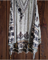 Muslin Digital Printed Semi-Stitched Suit with Mirror & Pearl Highlighting