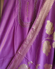 Radiant Shimmer Tissue Suit Set with Cut Dana & Banarasi Dupatta