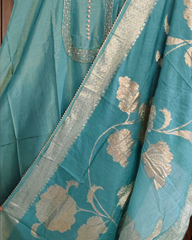 Radiant Shimmer Tissue Suit Set with Cut Dana & Banarasi Dupatta