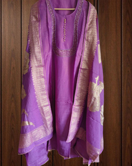 Radiant Shimmer Tissue Suit Set with Cut Dana & Banarasi Dupatta