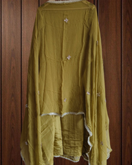 Muslin Elegance: Self-Design Kurta with Gotta Embellished Chiffon Dupatta