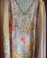 Exquisite Glass Organza Digital Print Semi-Stitched Suit with Hand Work and Pearl Highlighted Daman