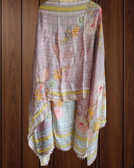 Exquisite Glass Organza Digital Print Semi-Stitched Suit with Hand Work and Pearl Highlighted Daman