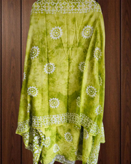 Cotton Batik Elegance: Kurta with Laser-Cut Daman & Printed Dupatta