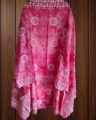 Cotton Batik Elegance: Kurta with Laser-Cut Daman & Printed Dupatta
