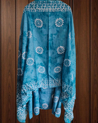 Cotton Batik Elegance: Kurta with Laser-Cut Daman & Printed Dupatta