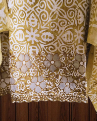 Cotton Batik Elegance: Kurta with Laser-Cut Daman & Printed Dupatta