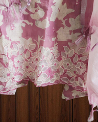 Elegant Cotton Linen Suit with  Laser-Cut Detailing & Embroidery