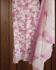 Elegant Cotton Linen Suit with  Laser-Cut Detailing & Embroidery