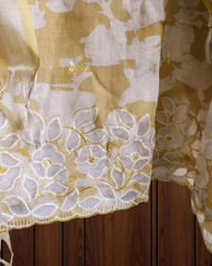 Elegant Cotton Linen Suit with  Laser-Cut Detailing & Embroidery