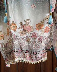Elegant Crepe Digital Print Suit with Pearl & Mirror Highlights