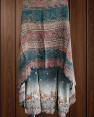 Elegant Crepe Digital Print Suit with Pearl & Mirror Highlights