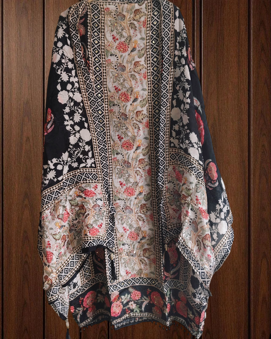 Exquisite Glass Organza Digital Print Suit With Zari & Pearl Work Semi Stitched Suit Set