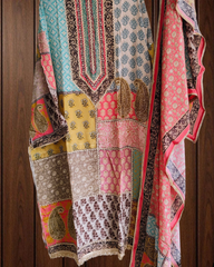 Crepe Semi-Stiched Suit with Mirror Highlighting & Zari Lacing